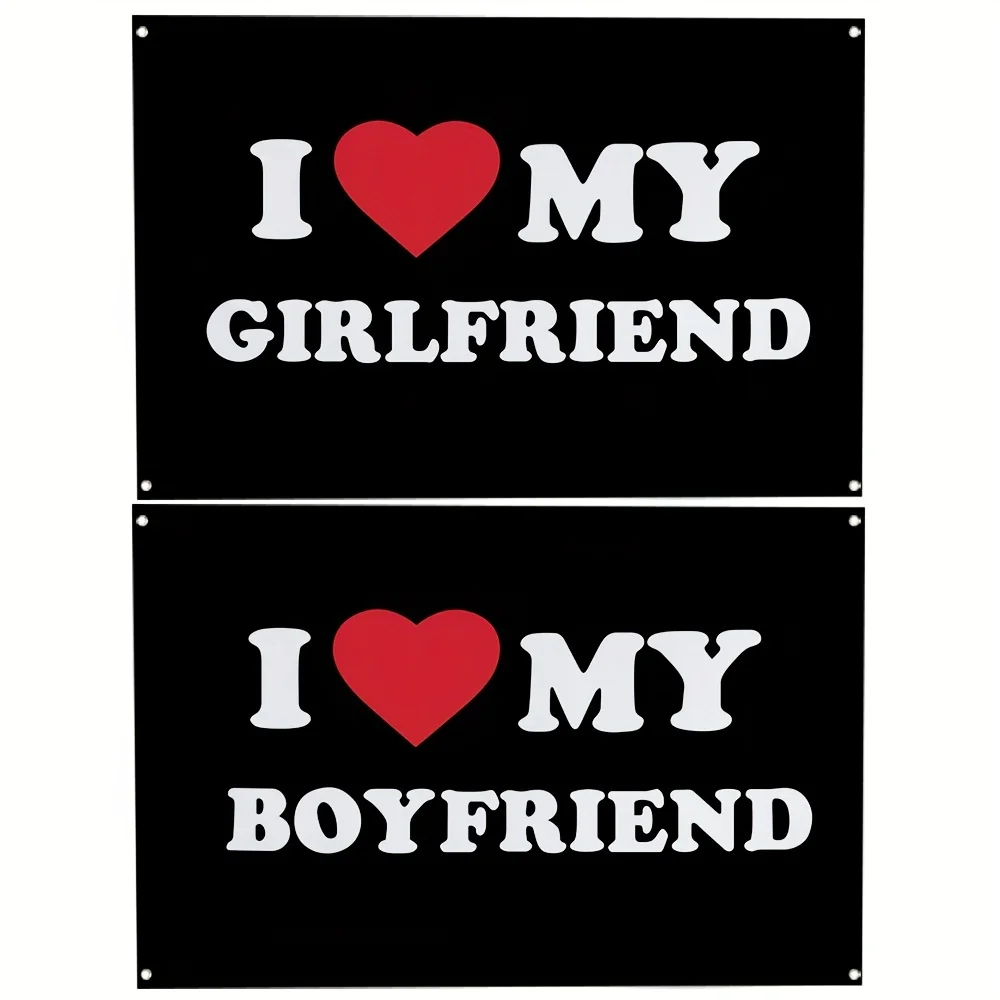 I Love My GF/BF" 3x5ft Polyester Door Banner, Durable Wall Decor with Grommets for Dorm, Room,Men's Cave - No Electricity Needed