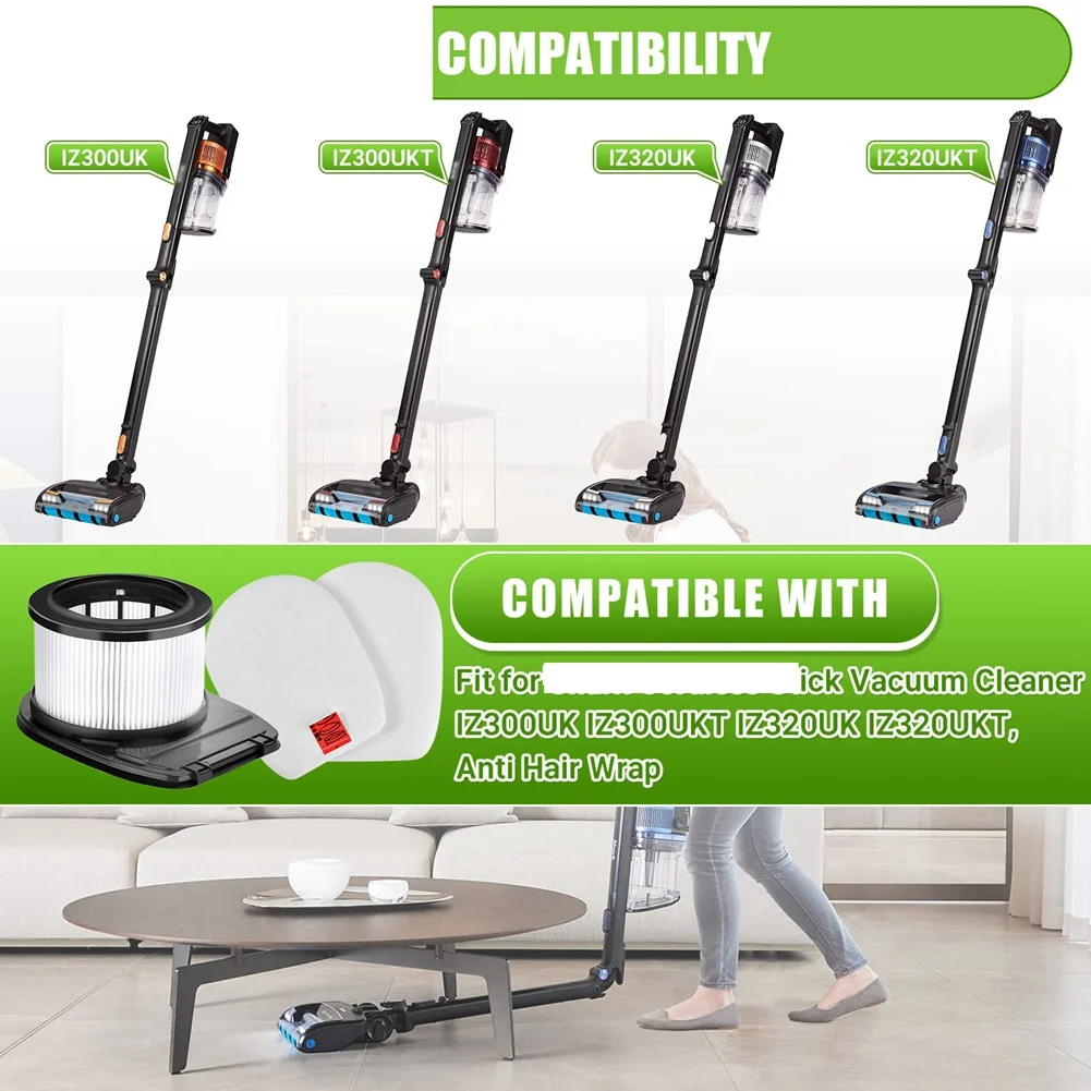 Piezas de Repuesto de filtro HEPA Compatible con aspiradoras IZ300 IZ300UK IZ320 IZ320UK, accesorios
