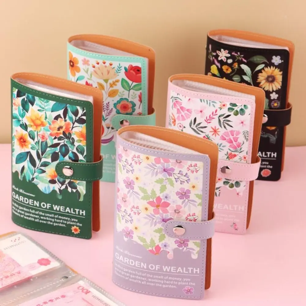 خطة الميزانية توفير المال غطاء جلدي مقاوم للماء التوفير تحدي الموثق زهرة مطبوعة قابلة لإعادة الاستخدام دفتر الميزانية النقدية