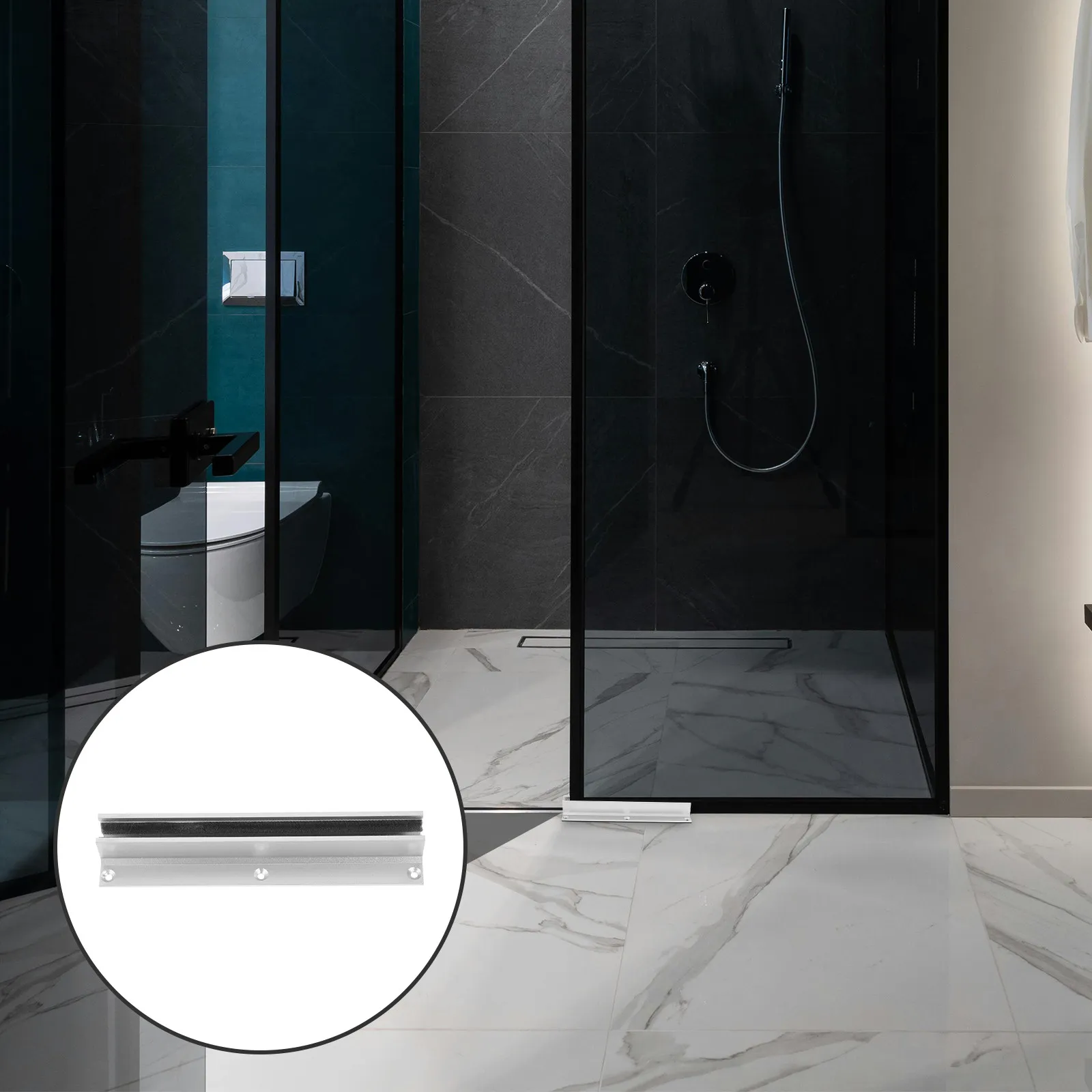 Shower Door Bottom Rail Guide for 8-14Mm Glass Stable Sliding Door Stopper Easy Installation Smooth Operation Bathroom Hardware