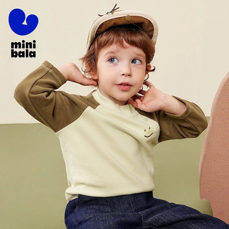 تي شيرت ميني بالا للأطفال 2025 شتاء جديد صديق للبشرة مبطن بالصوف الحراري طبقة أساسية
