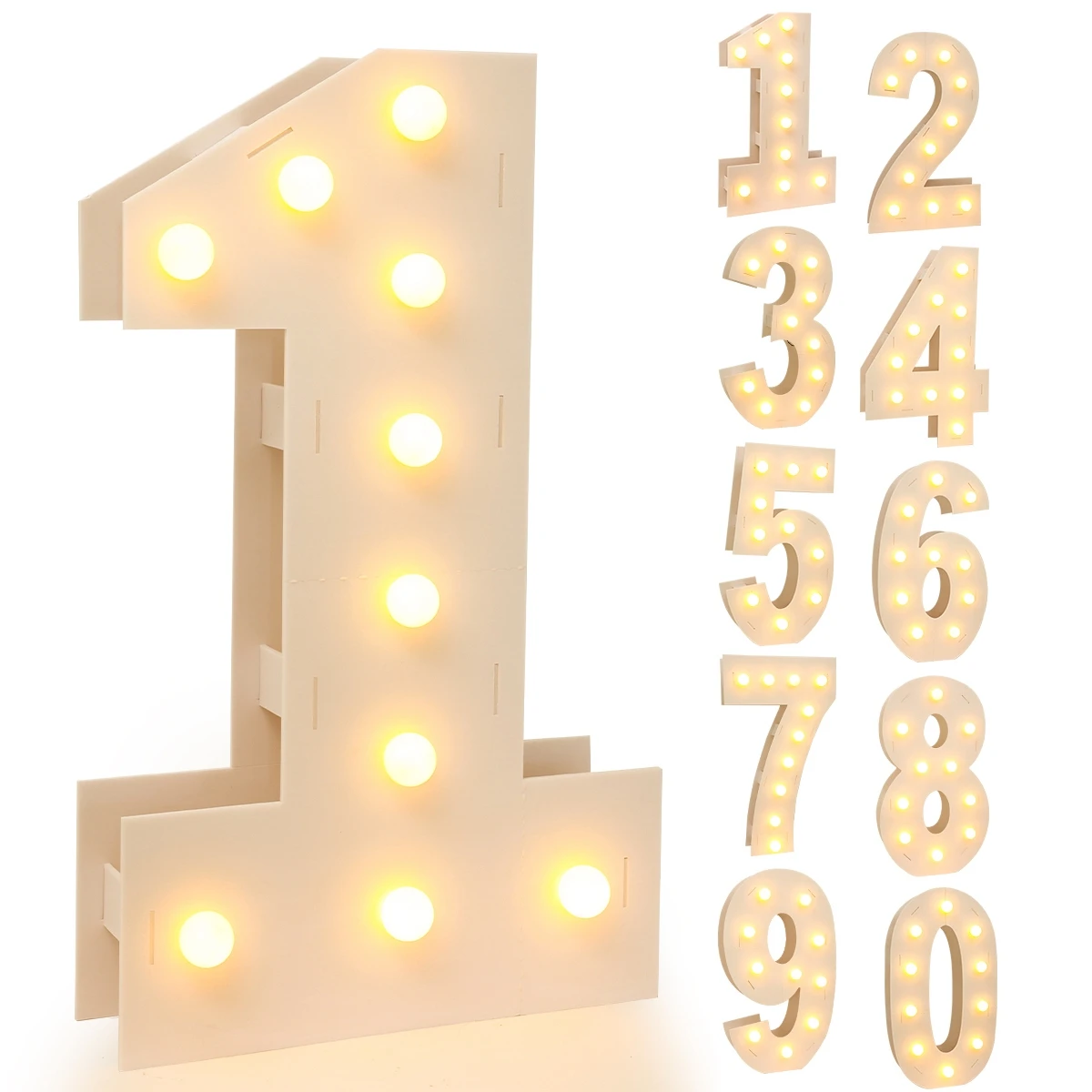 91.5cm LED Light Warm White Giant Figure Numbers Large Cardboard Giant Foam Mosaic Numbers For Birthday Wedding Party Decor