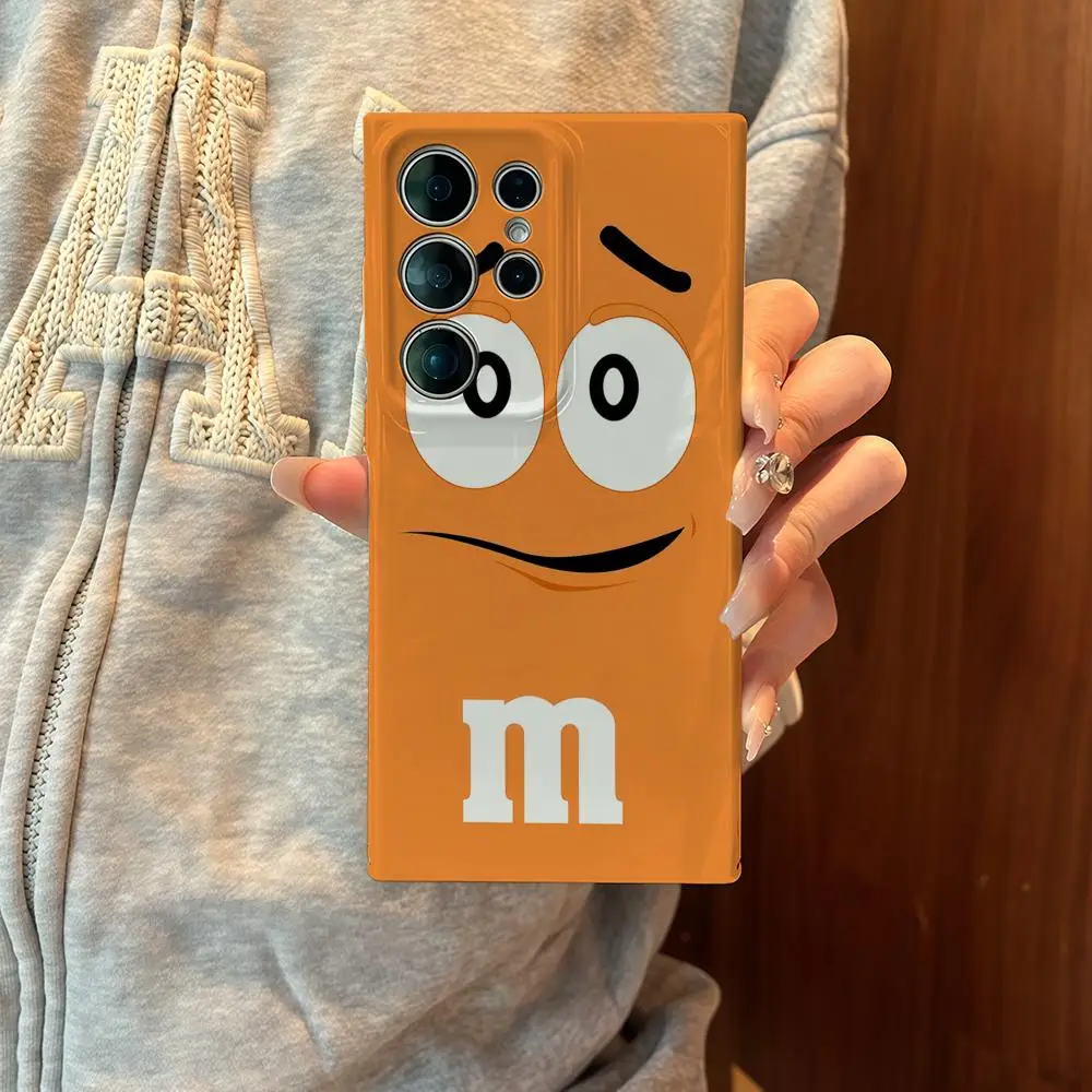M-M&M'S C-Chocolate Phone Case for Samsung S25 Shell GalaxyS24Ultra 23plus S22 21 A56 36 Glossy Film Hard PC Cover