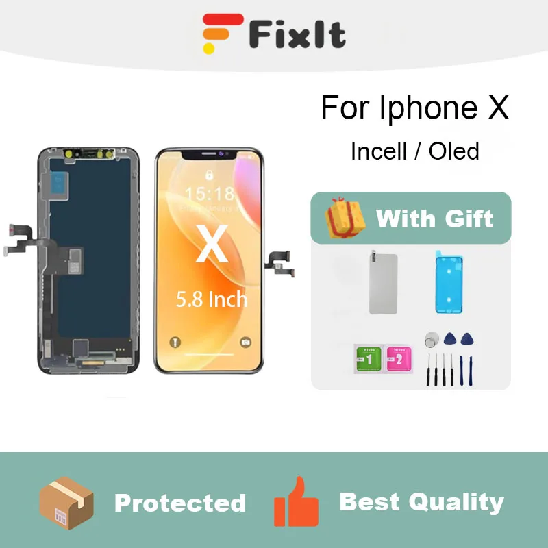 

For Iphone X Screen Replacement 5.8 Inch Mobile Phone LCD Display Screen Digitizer Frame Full Assembly With Repair Tools