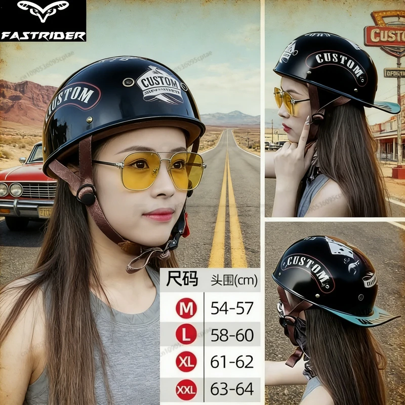 

Сертифицированная защита, ретро мотоциклетный полушлем, винтажная бейсболка, стиль для мужчин и женщин, гоночные мотошлемы