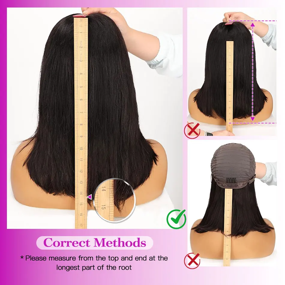 Short Bob Brown Straight Human Hair Wigs With Bangs  Machine Made Bob Wig for Women Beginner Friendly 14 Inch Natural Color