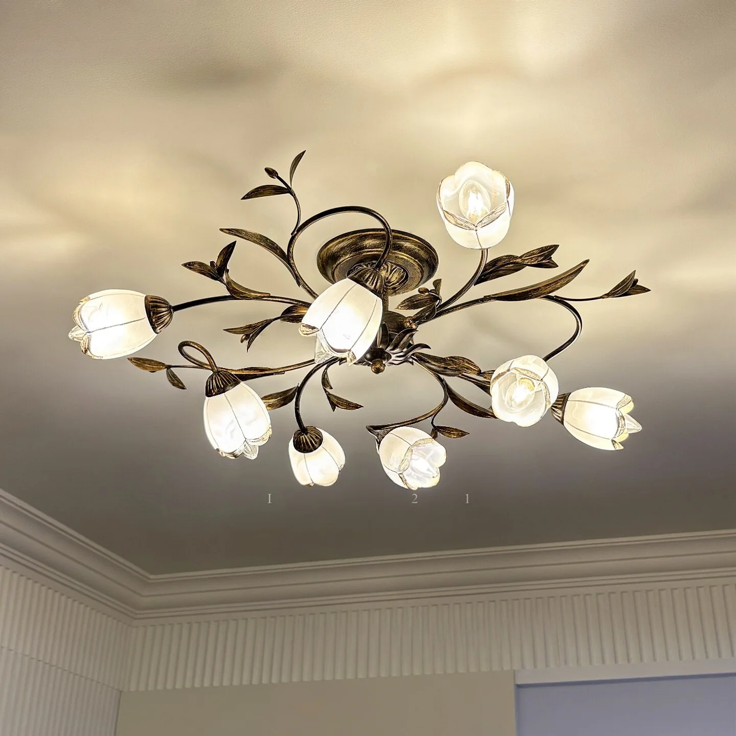 American Retro Pastoral Led Ceiling Light Wrought Iron Home Decoration Living Room Bedroom Dining Room Flower Lighting Fixtures