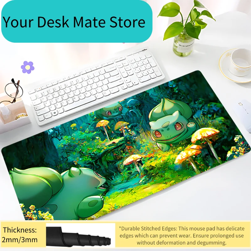 

Коврик для мыши Kawaii с зелеными растениями, японское аниме, P-pokemonS, B-bulbasaur, для ноутбука, ПК, нескользящий, для геймеров, для клавиатуры, настольный коврик
