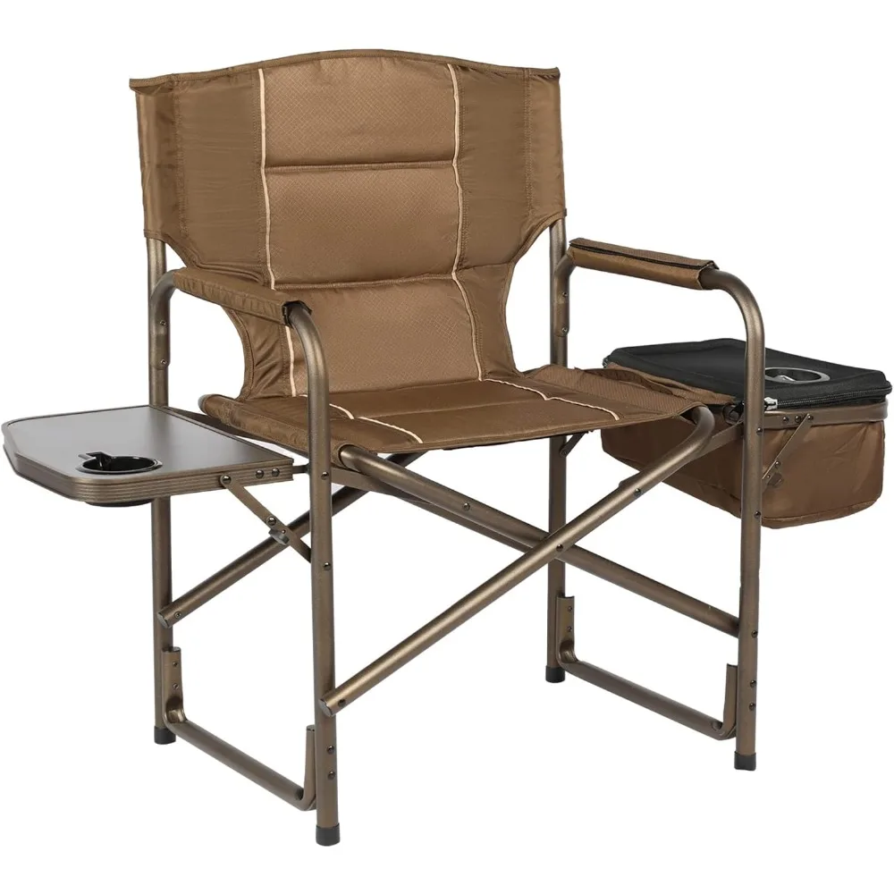 Folding Camping Chair with Cooler Bag, Director Chair Foldable with Side Table for Adults, Camp Chairs for Outdoor, Lawn