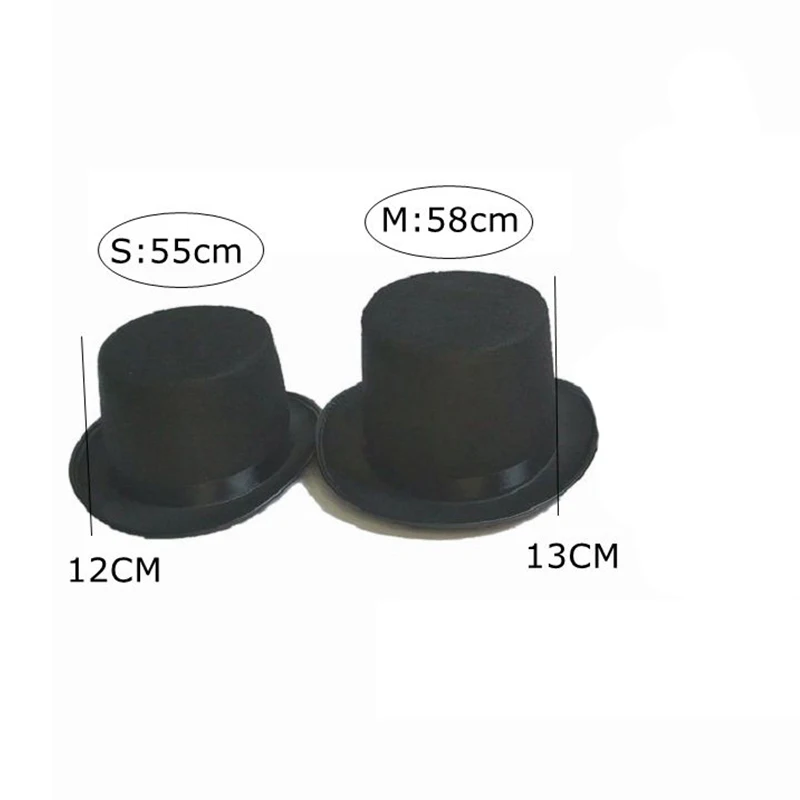 Black Top Hats Magician Performed Hat Jazz Stage Performances for Women Men Party Fedora Hat