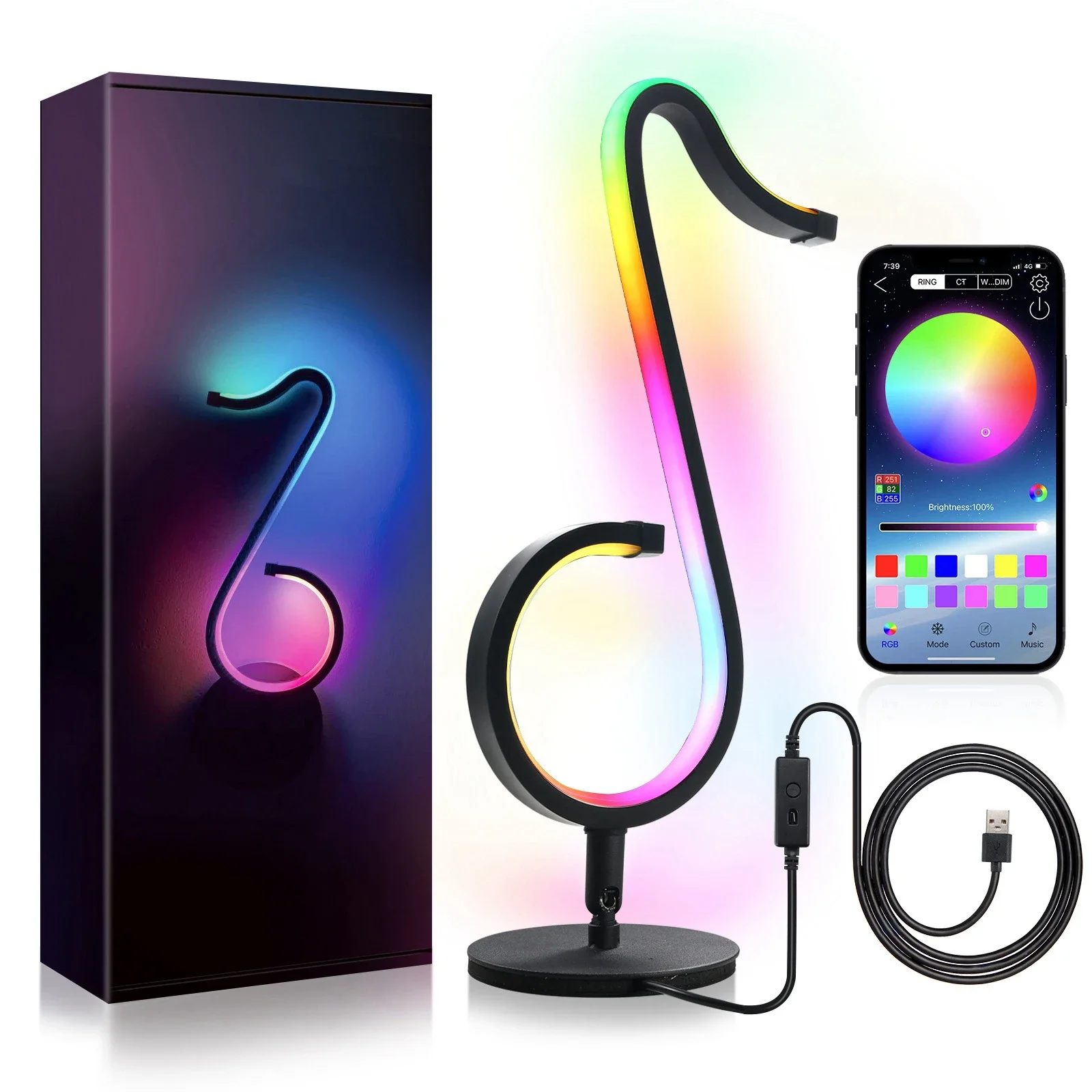 Rgb Musical Note Atmosphere Lights Usb Smart App Control Dimmable Symphony Wall Table Led Lamps Christmas Night Light Bedroom solar outdoors lights powered courtyard hanging portable decorative gardens atmosphere to floor bamboo weaving lawns table lamps