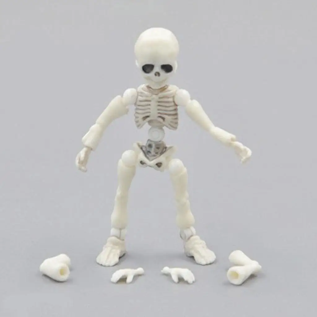 Miniature Skeleton Doll Action Figures Set for Kids' Pretend Play