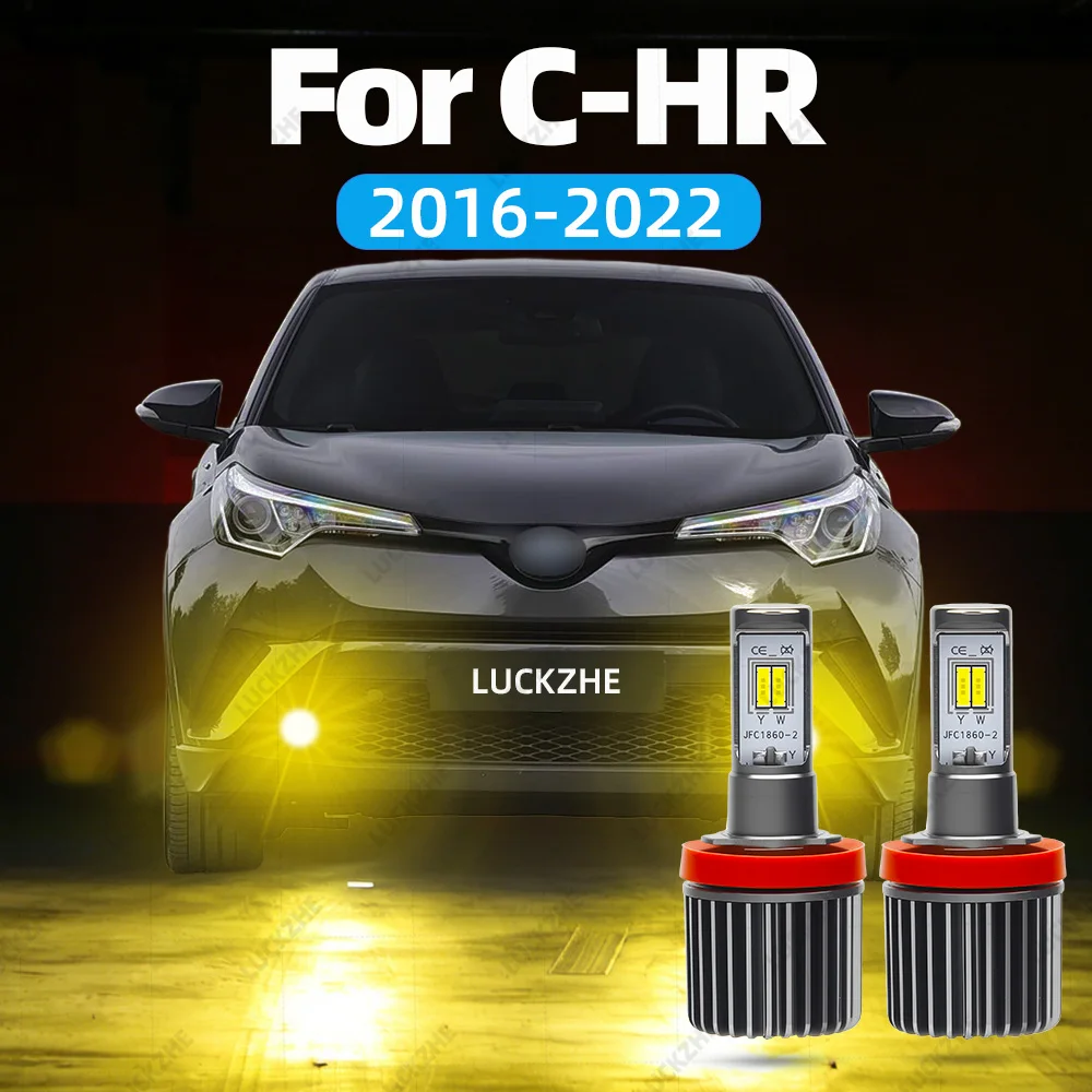 LED Front Fog Light Bulb For Toyota C-HR CHR 2016 2017 2018 2019-2022 Accessories Dual Color LED Fog Light White Yellow Strobe