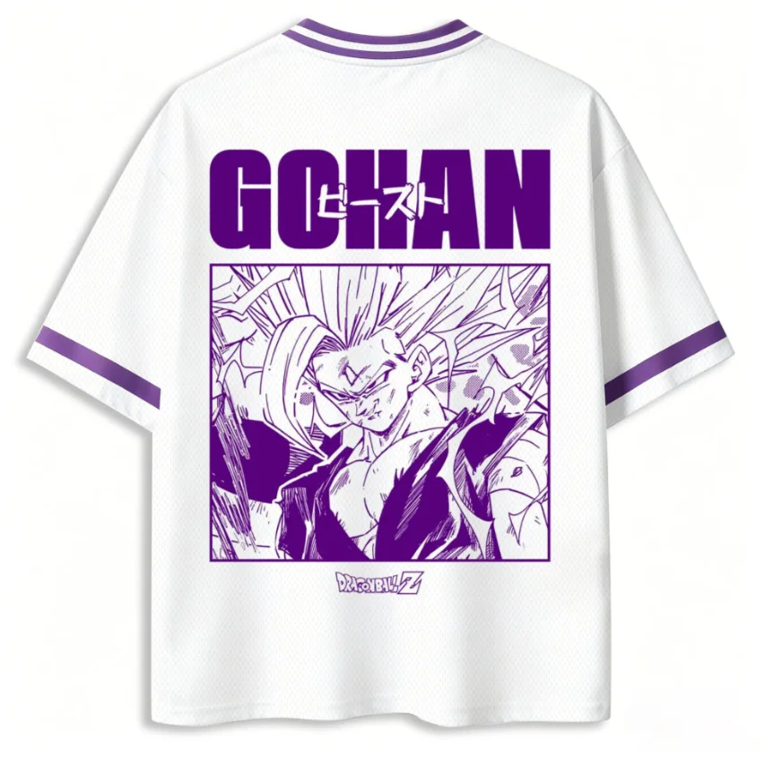 Dragon Ball Beast Wofan Printed Mesh Wofan Orc Manga Sketch Purple Splash Ink Graphic Sports and Leisure Loose Top