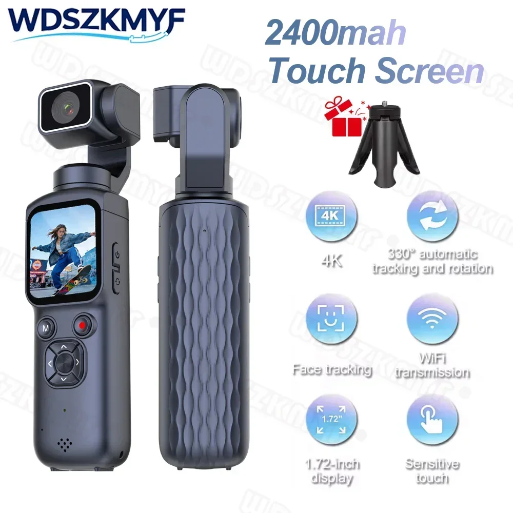 Action Camera With 4K 330° Face Tracking Gimbal Stabilizer 1.72 Inch Touch Screen WiFi Function Pocket Gimbal Camera for Vlog