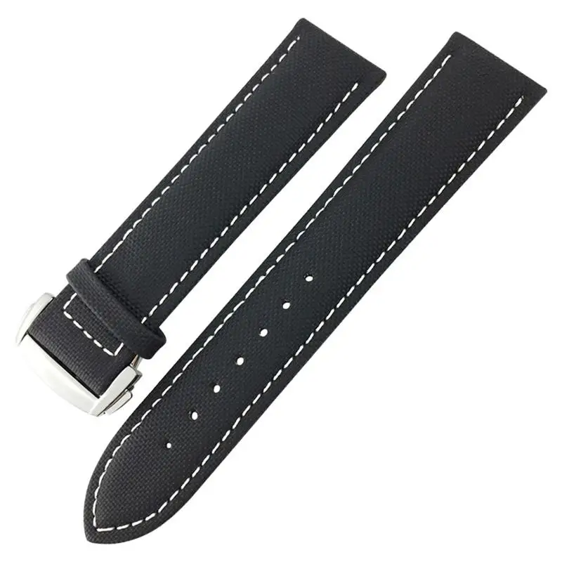 TINTAG 19mm 20mm 21mm 22mm Nylon Canvas Watch band Leather Watch Strap,For Seamaster Diver 300 Series Replace