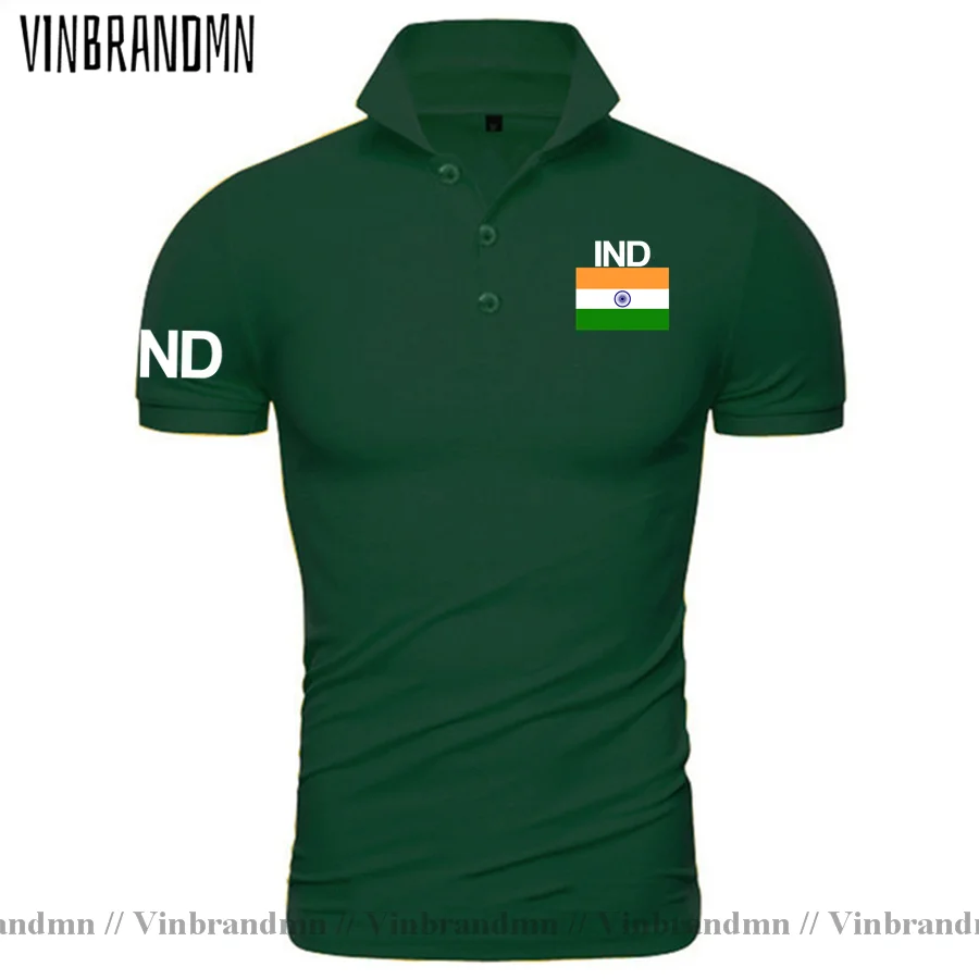 India Polo Shirts Mens Fashion Shirt IND Indian Country Flag Design Brands 100% Cotton Polos Hip Hop Streetwear Meeting Clothing