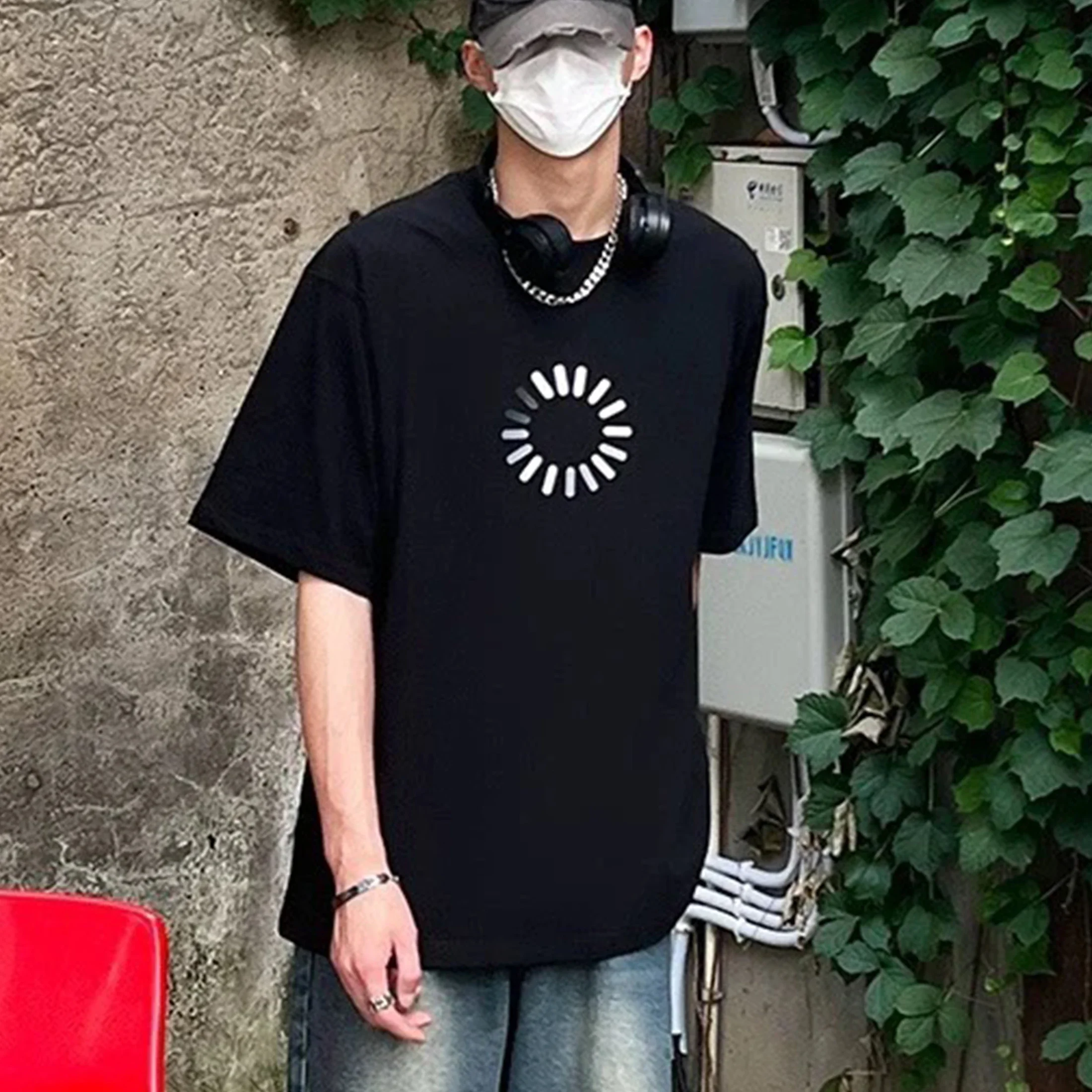 

NIGO Men's Summer Fashion Printing Do Old Black Loose Short-Sleeved T-Shirt Ngvp #nigo8137