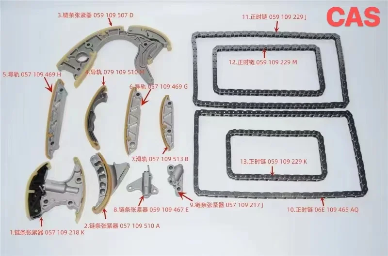 High Quality CAS Timing Chain Guide Tensioner Kit For VW Touareg Q7 3.0T 3.0 TDI OE 057109218K