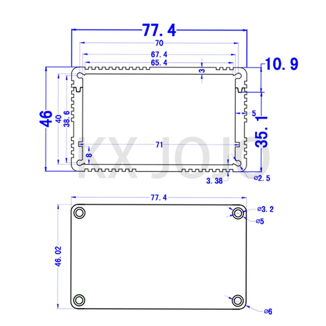 Aluminum Enclosure 77*46*150mm Split Case Electronic Project with Ears PCB Instrument  Silver DIY Power Supply