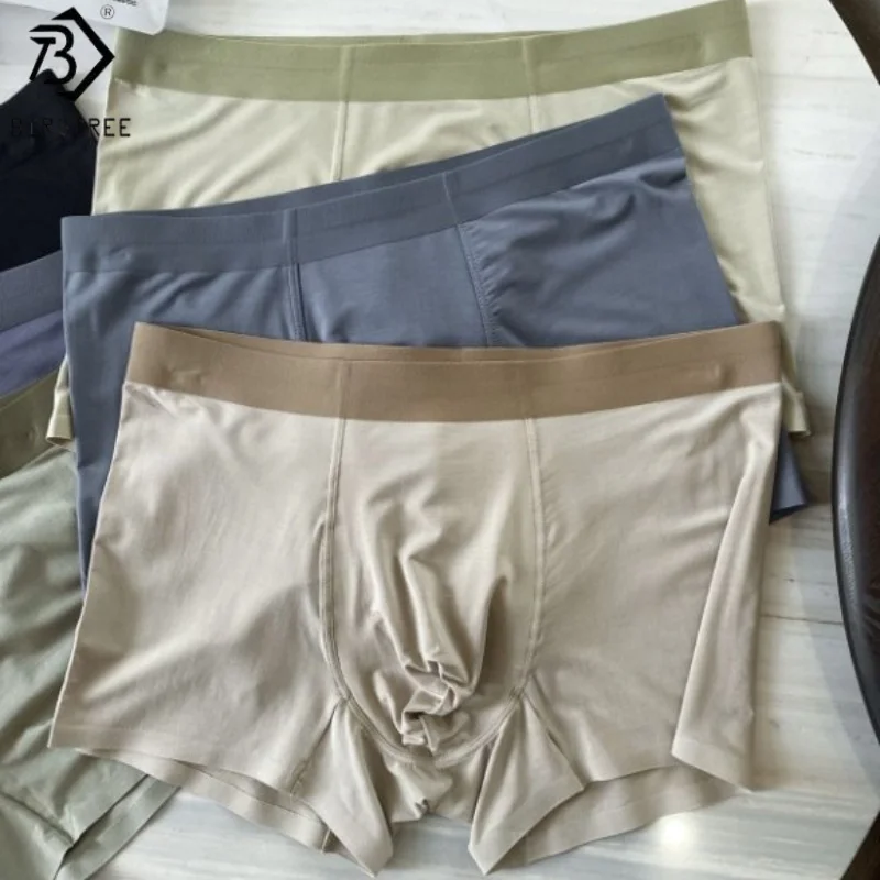 

Birdtree, 3 шт., 85,8% вискозное волокно, 8% шелковые трусики с промежностью, мужское нижнее белье, мужские эластичные боксеры без следов, новинка 2025 года, P57426JF