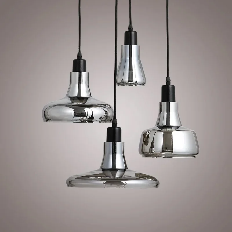 

Simple High-end Industrial Style Bar Restaurant LED Chandelier Creative Personality Shadow Glass Nordic Lamps Smoke Gray
