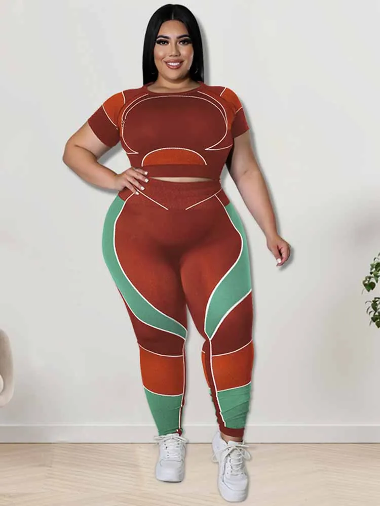 Women Tracksuit 2 Piece Set Plus Size Pants Suit Casual Slimming Leggings Summer Sets Womens Outfits Wholesale Bulk Dropshipping