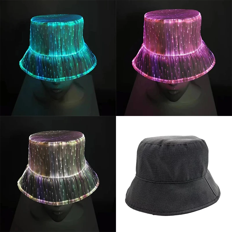 

LED Fiber Optic Cap,Neon,Nightclub Grand Event Concert Shining Hat,Festival Party Supplies,Multi Function,LED Seven Color Hat