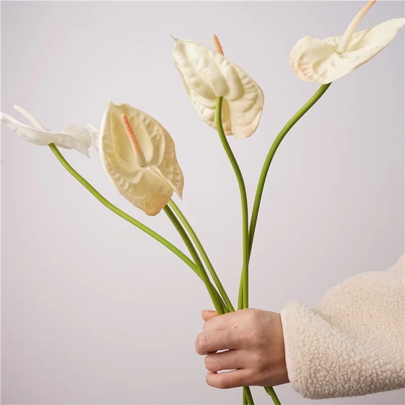 10 Stück Künstliche Anthurienblumen mit Echtfühl-Effekt für Heimdekoration, Latex-Kunstblumen für Hochzeitshintergrund, Party-Blumenarrangements – Detail 11