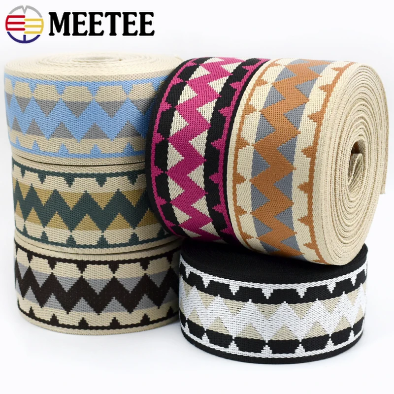 3/5/8/10M 38/50mm Ethnic Jacquard Webbing Patterned Crafts Ribbons Luggage Backpack Belt Decorative Strap DIY Sewing Accessories