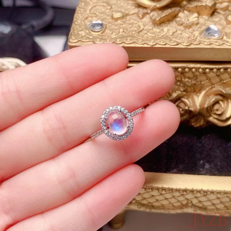 Design moonlight stone opening ring female INS niche design spring and summer 2022 new 5*7mm