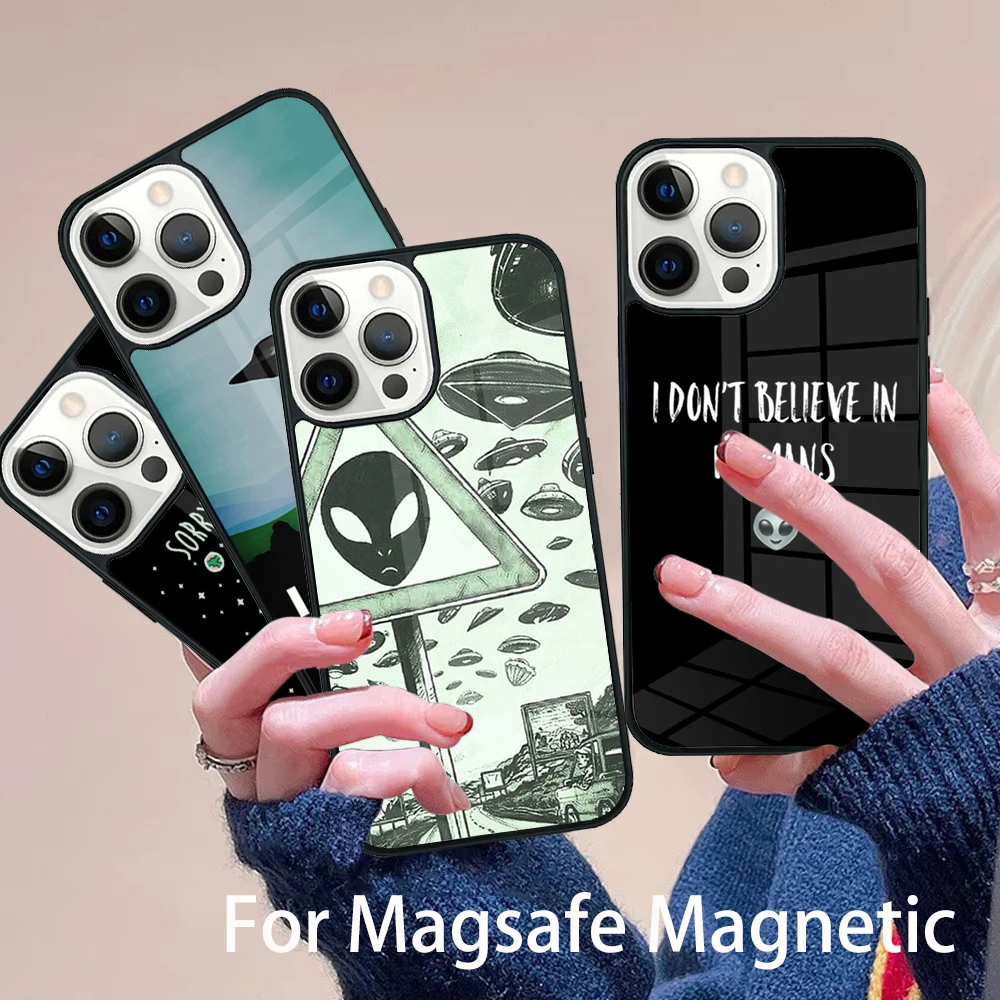 

I want to believe UFO Phone Case Magesafe Magnetic Wireless Charge Cover For IPhone 16 11 12 13 14 15 Pro Max Plus Mini