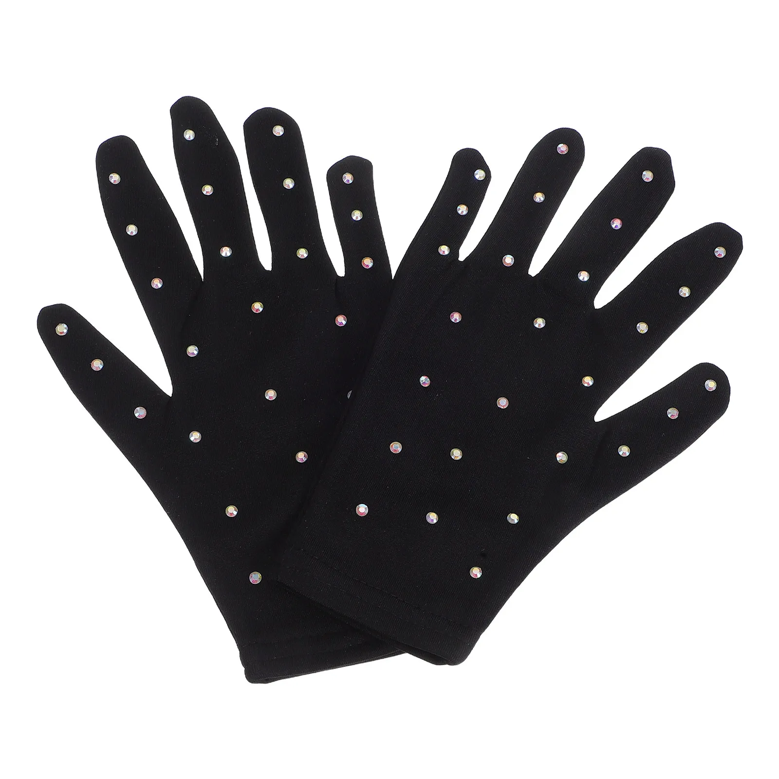 

1Pair Figure Skating Gloves Rhinestone Decor Breathable Stretchable Performance Gloves for Stage Party Skating Supplies
