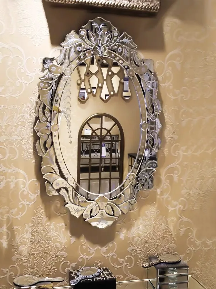 European Style Hand-carved Venetian Mirror Wall Porch Fireplace Home Decoration Mirror