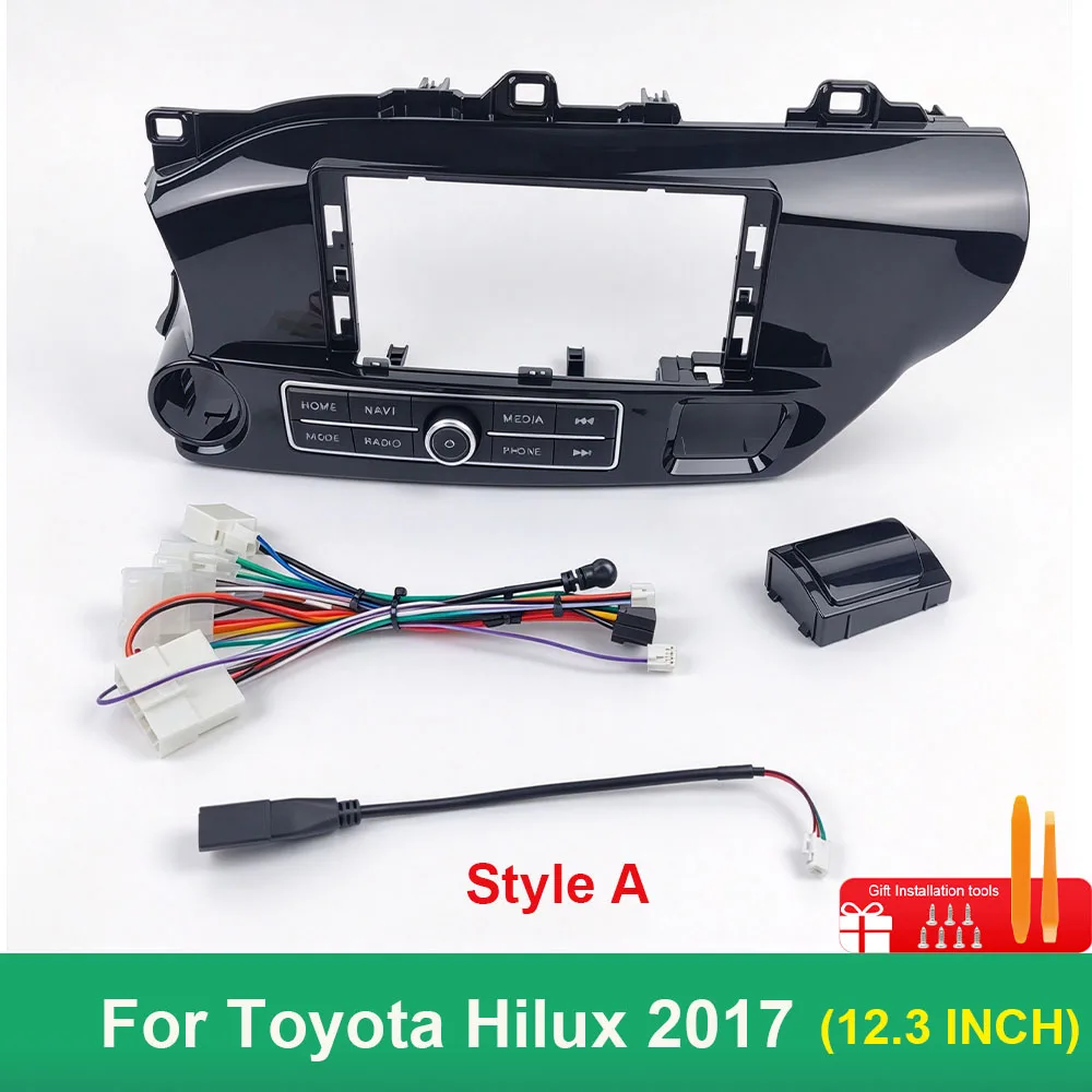 12.3 inch For Toyota Hilux 2017 Car Radio Fascia Frame Dashboard Mounting Panel Kit with Wiring Harness