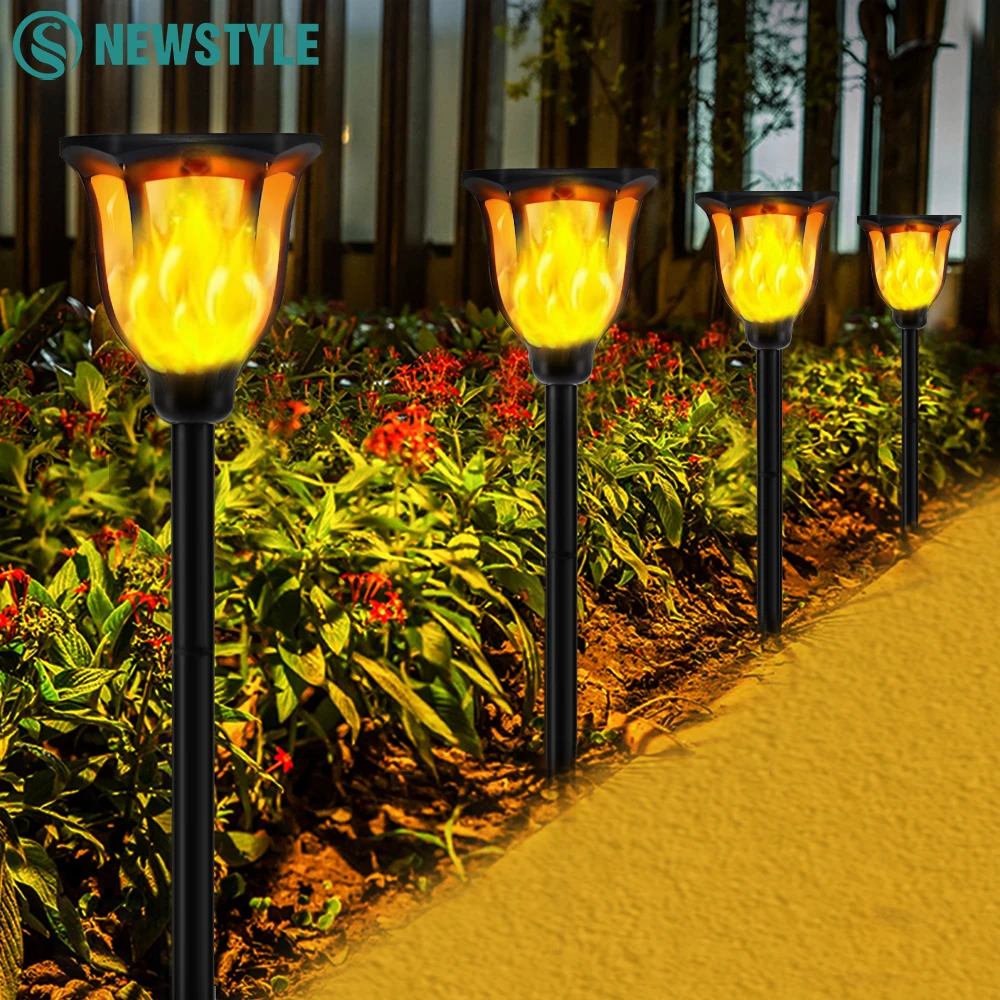 

Upgrade Large Solar Flame Torch Lights Outdoor Dynaming Flickering Flame Solar Garden Lights Waterproof Pathway Landscape Lights