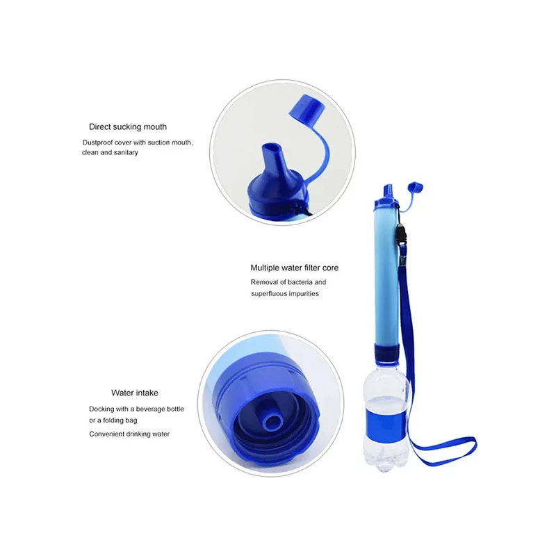 Filtro purificador de água de sobrevivência de emergência para acampamento ao ar livre adequado para rios lagos creeks ferramenta de purificação portátil filtro de água