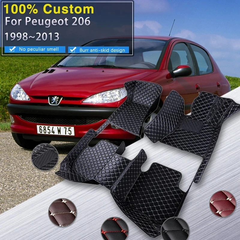 

Car Floor Mats For Peugeot 206 206+ 1998~2013 Carpets Rugs Luxury Leather Mat Interior Parts Car Accessories 1999 2000 2001 2002