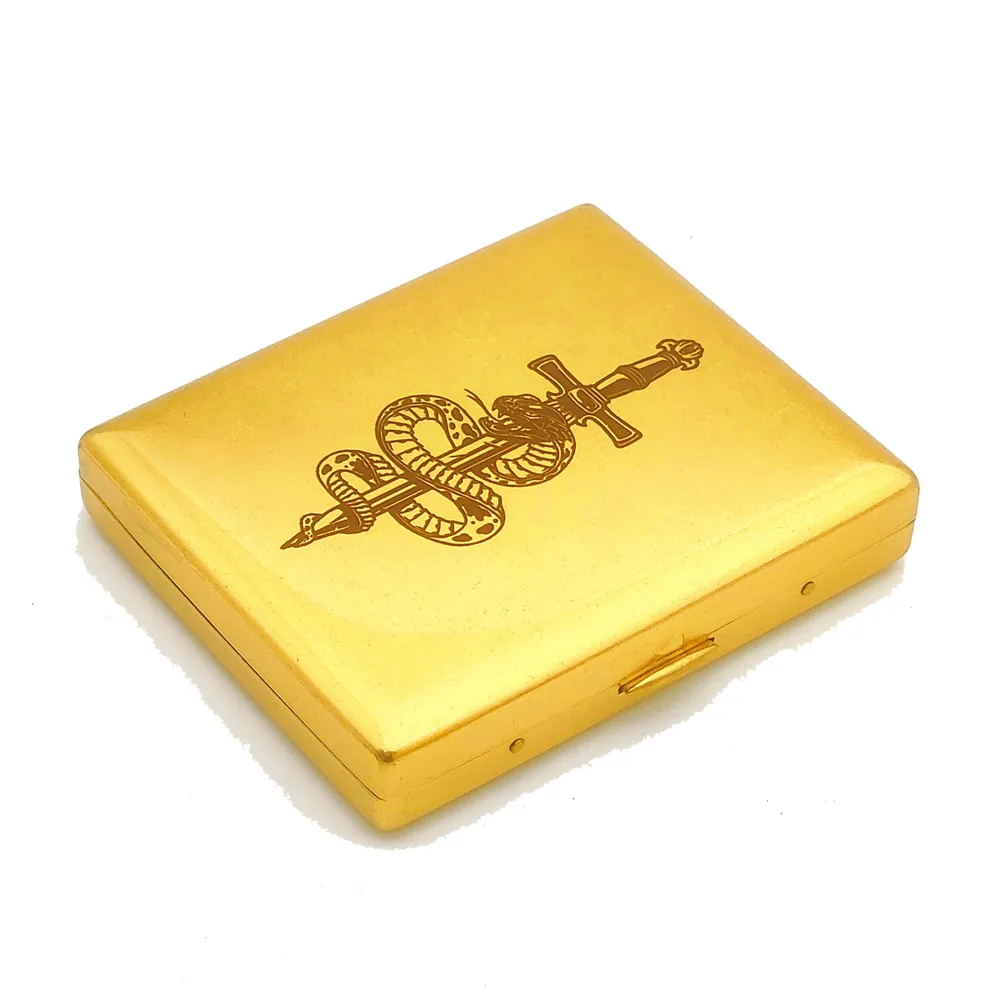 

Luxury Customizable Laser Engraved Snake Sword 20 Brass Cigarette Case Copper Cigarette Box Smoking Gadget with Gift Boxes