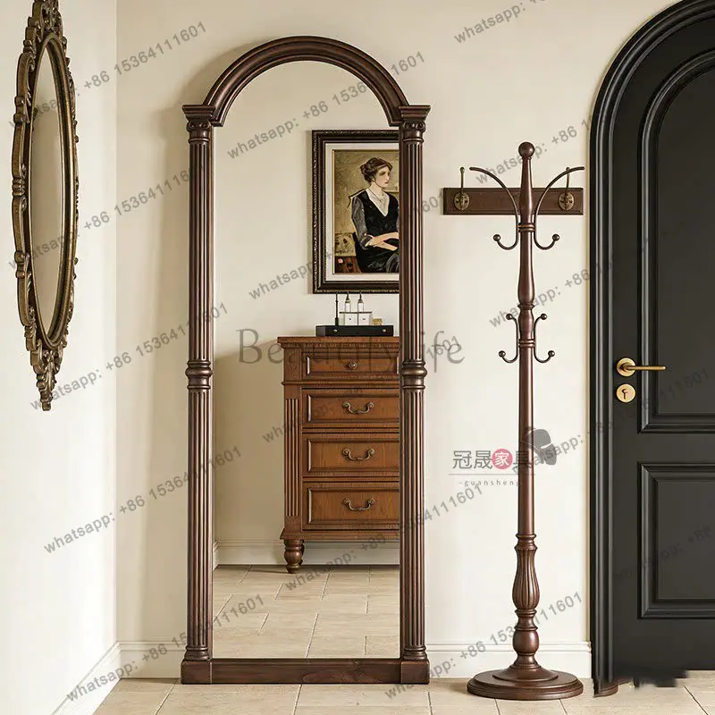 hot French retro floor mirror arched luxury wall-mounted classical full-length mirror