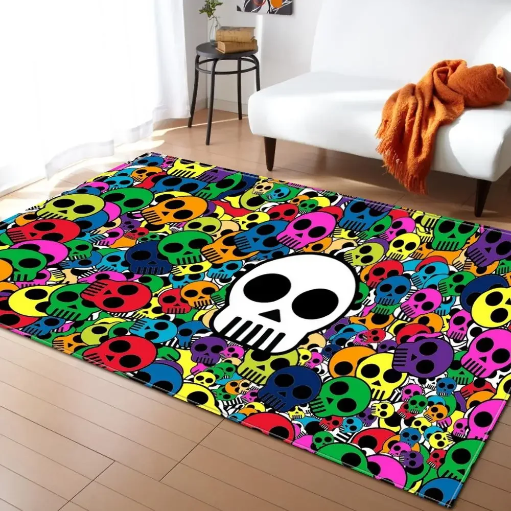 

Cute Cartoon Mini Skull Printed Carpet Household Decor Soft Floor Carpets Bathroom Non-slip large Area Rugs for living room Mat