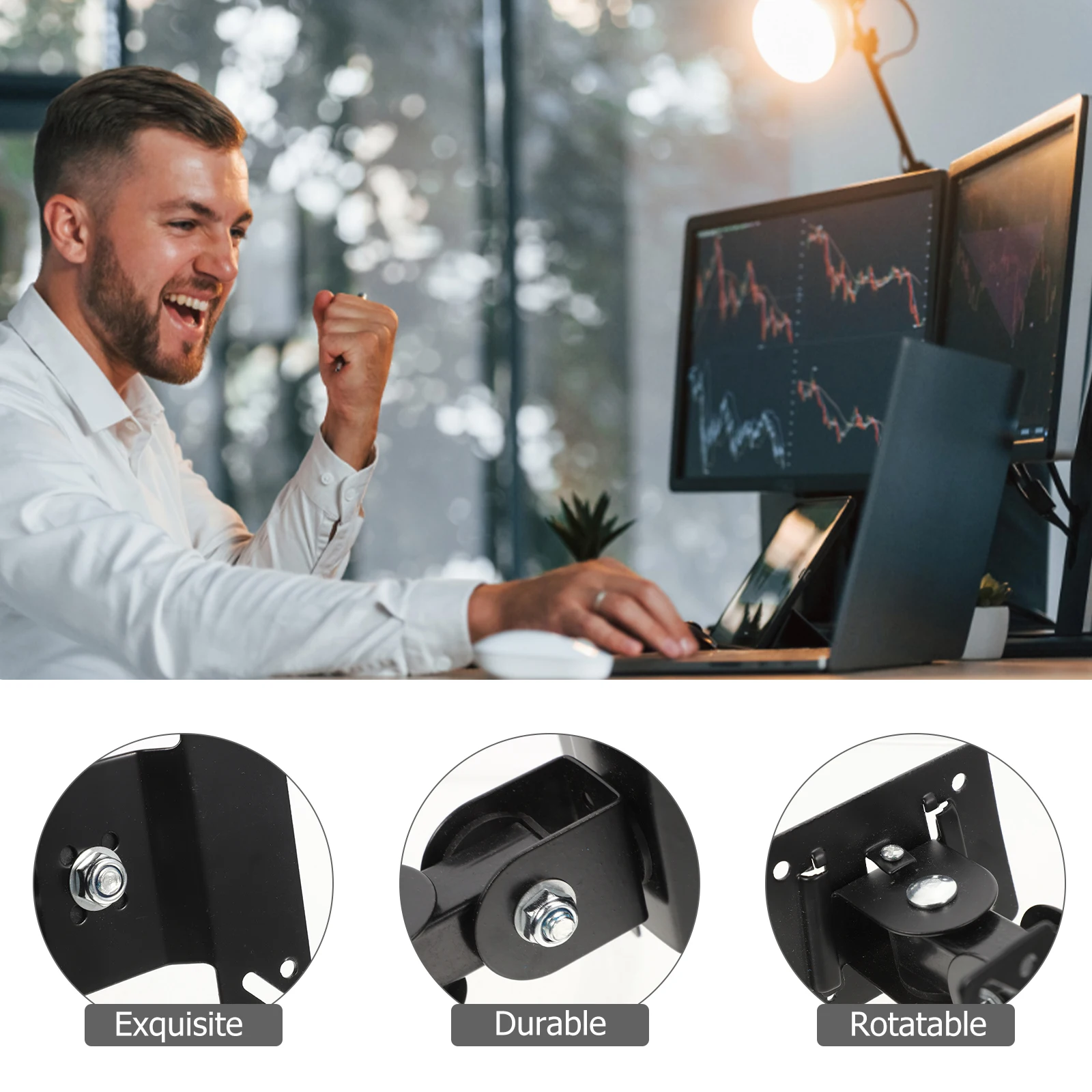 

Swivel Wall Mount for Monitor 360 Degrees Rotation Black Floating Bracket Flat Screen Stands Wall Mounted Brackets