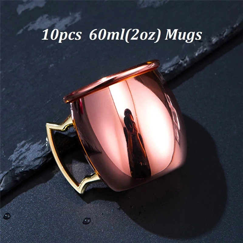 60ml Mini  Moscow Mule Mug Stainless Steel Mug Coffee Cup Beer Wine Brass Cocktail Party 2oz Stainless Mini Beverage Cup