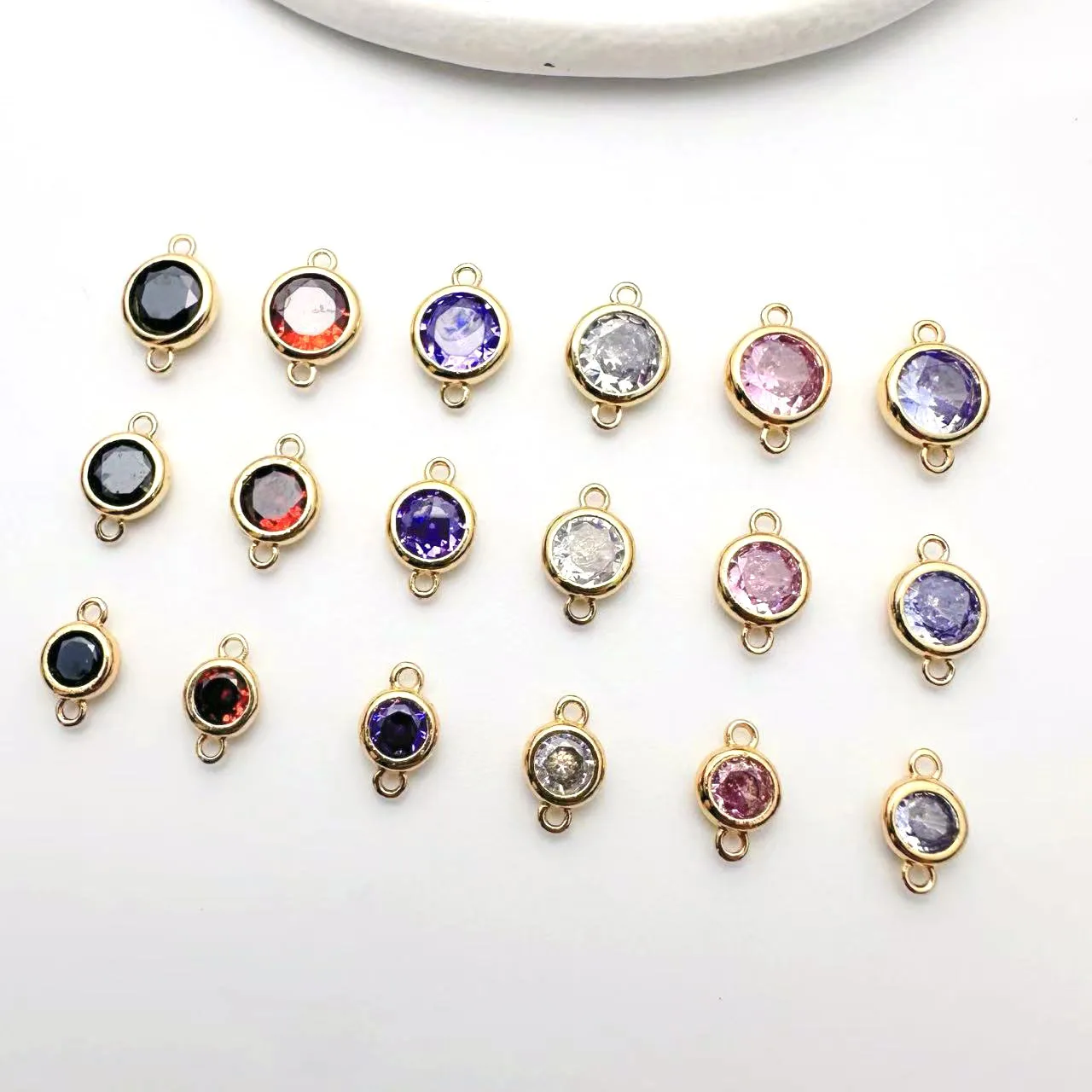 50pcs Copper gold-plated circular double hanging section connector DIY necklace bracelet earring accessory