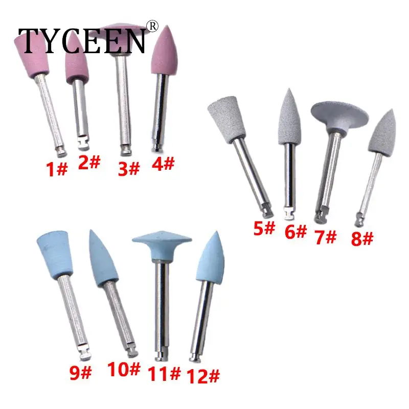 12pcs/lot Dental Light Curing Resin Polishing Grinding Head Polisher Teeth Polishing Bur for Low-speed Contra Angle Handpiece