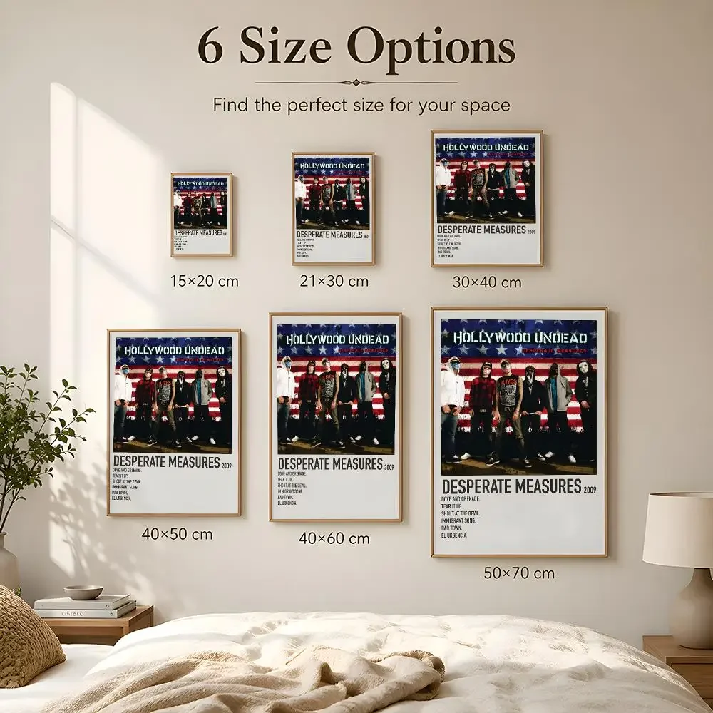 H-Hollywood U-UndeadS Band Poster Peel And Stick Matte PVC Removable Waterproof Frameless Bedroom Living Room Decor