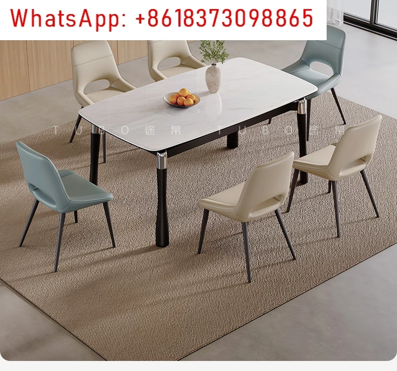 

Microcrystalline stone rock board dining table, modern simple, light luxury, high-end combination rectangular dining table