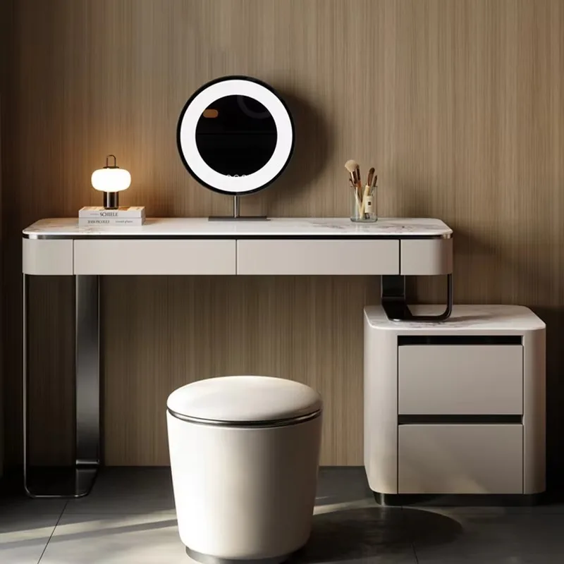 Aesthetic European Vanity Table Large Square Modern Mirror Makeup Vanity Space Saving Beauty Coiffeuse Chambre Furniture