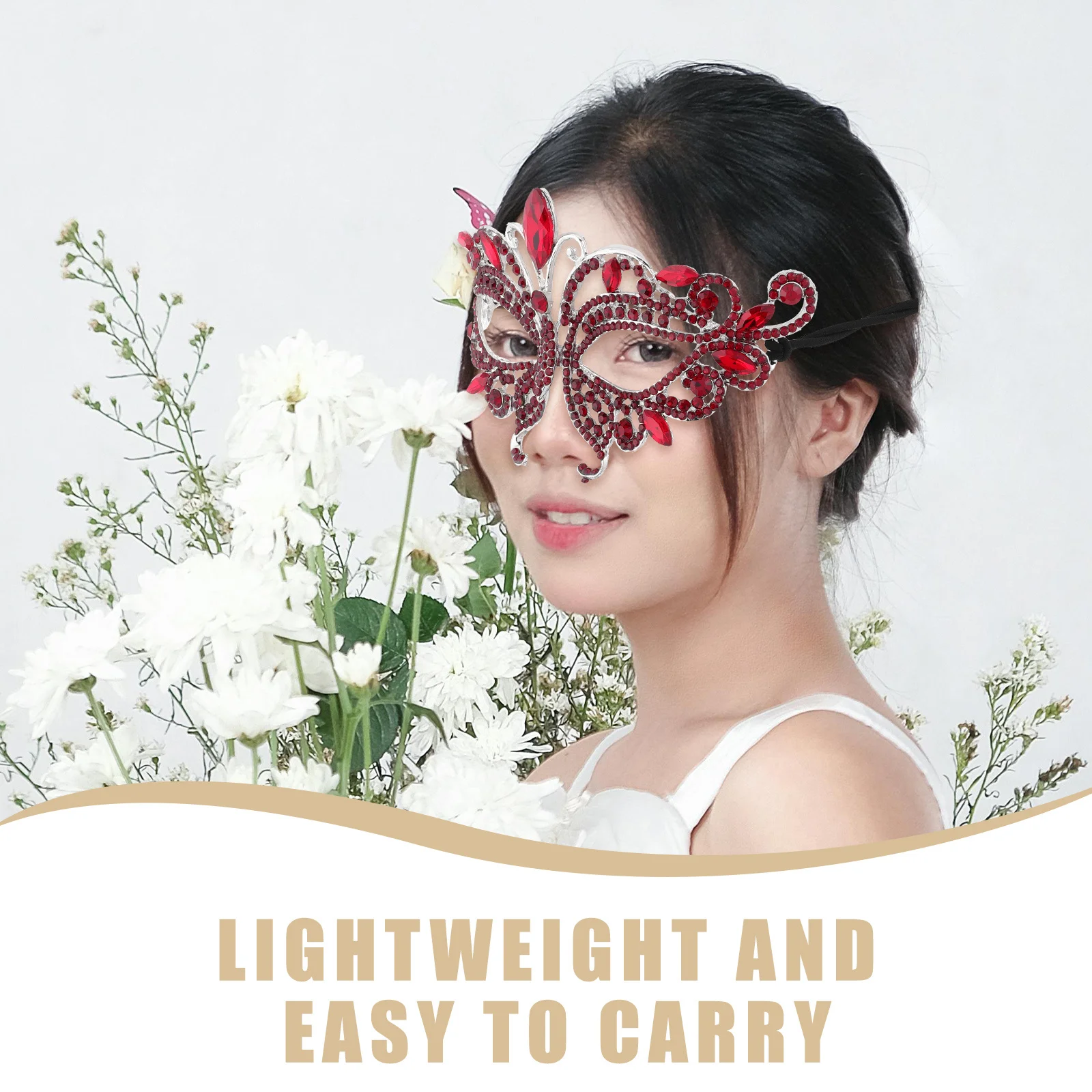 Half Face Rhinestone Mask Women Shiny Metal Masquerade Eye Cover for Fancy Dress Mardi Gras New Year Eve Costume Parties