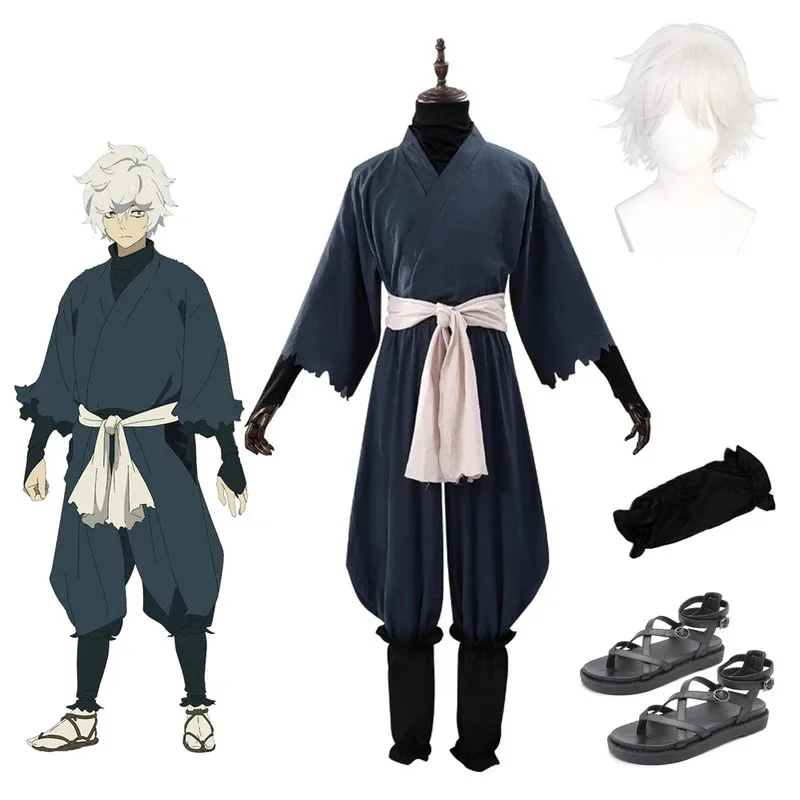 

NewGabimaru Cosplay Costume Anime Jigoku Raku Hell's Paradise Jigokuraku Uniform Pants Kimono Samurai Ninja Outfits Wig Shoes Se